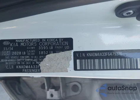 2015 Kia Rio Lx from USA, damaged, VIN KNADM4A33F6479376
